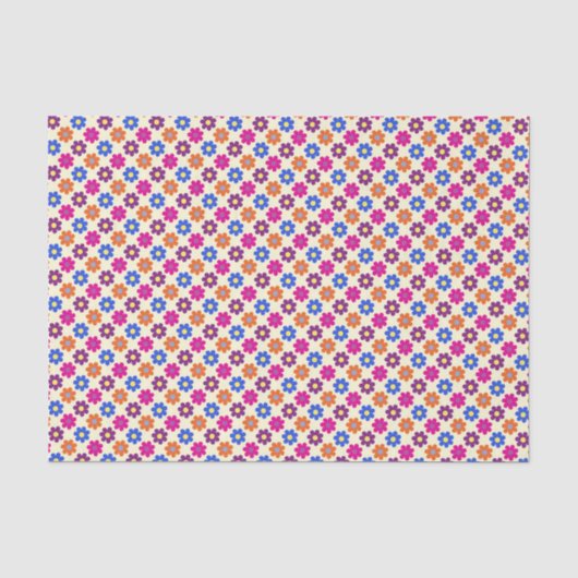 Schattig Retro Penny Bloem Patroon Tissuepapier (Voorkant)