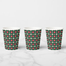 Schattig Retro Pop Bloem Patroon Kerst Groen Roze