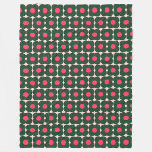 Schattig Retro Pop Bloem Patroon Kerstgroen Fleece Deken