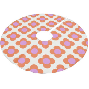 Schattig Retro Pop Bloemmotief Roze en Oranje Kerstboom Rok