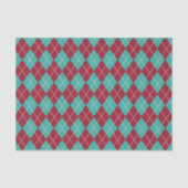 Schattig Retro Preppy Rood Aqua Blauw Argyle Patro Tissuepapier (Voorkant)