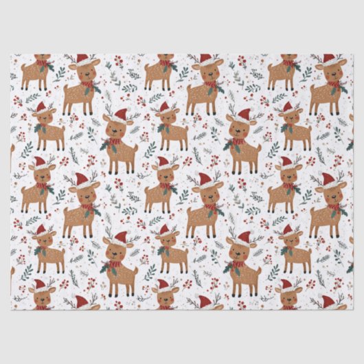Schattig Retro Rendier Kerstmis Tissuepapier (Voorkant)