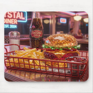 Schattig Retro Restaurant   Kristallijne Burger en Muismat