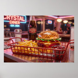 Schattig Retro Restaurant | Kristallijne Burger en Poster