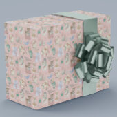 Schattig Retro Roze Groene Kerst Verpakkingspapier Cadeaupapier