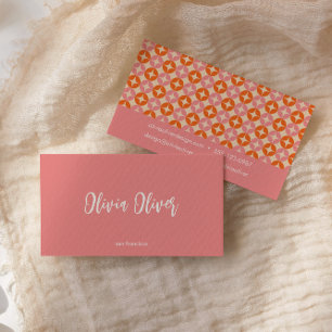 Schattig Retro Roze Oranje Script Kallistig Helder Visitekaartje
