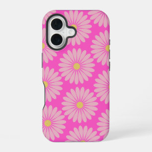 Schattig Retro Scandinavisch Bloempatroon in Roze iPhone 16 Hoesje