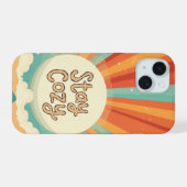 Schattig Retro Schoon Hoestel | blijf gezellig iPhone 15 Case (Achterkant horizontaal)