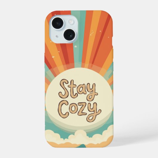 Schattig Retro Schoon Hoestel | blijf gezellig iPhone 15 Case (Achterkant)