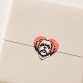Schattig Retro Shih Tzu Hond Hart Sticker
