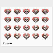 Schattig Retro Shih Tzu Hond Hart Sticker (Vel)