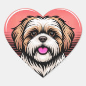 Schattig Retro Shih Tzu Hond Hart Sticker (Voorkant)