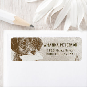 Schattig Retro Vintage Hond Retouradres Etiket