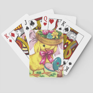 Schattig retro vintage paas kuiken pokerkaarten