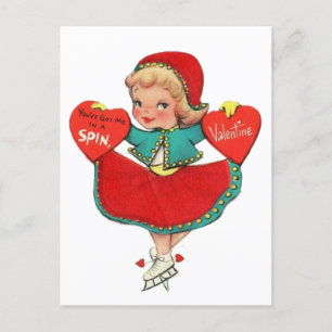 Schattig retro vintage Valentijn meisje Feestdagenkaart