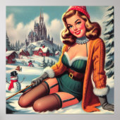 Schattig Retro Winter Pin-up Poster (Voorkant)