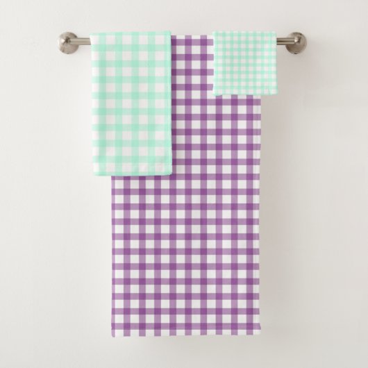 Schattig Retro Zee Groen Gingham Plaid patroon Bad Handdoek (Insitu)