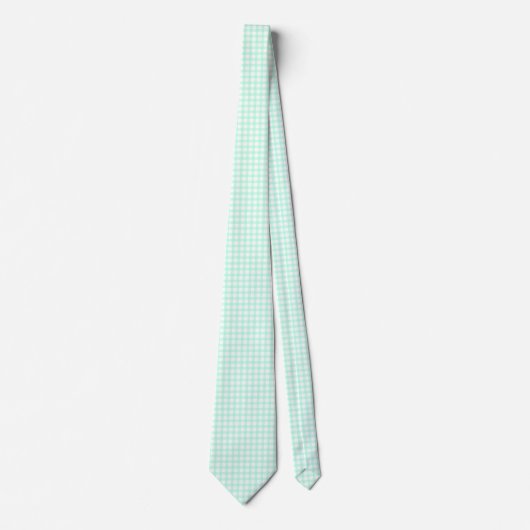 Schattig Retro Zee Groen Gingham Schotse ruit patr Stropdas (Voorkant)