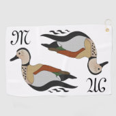 Schattig Ringed Blauwgroen Duck zwemmen Golfhanddoek (Horizontaal)