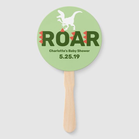 Schattig Roar Dinosaurus Baby shower Handwaaier (Voorkant)