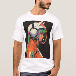 Schattig Robot Meisje met Groen Haar T-Shirt