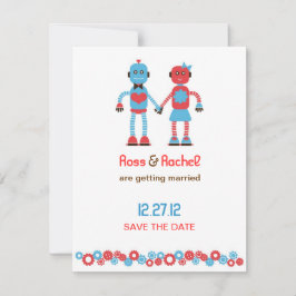 Schattig Robot Thema Trouwdag Opslaan Datum Save The Date