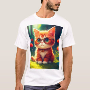 Schattig Rode Kitten Met Bril-365478 T-shirt