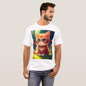 Schattig Rode Kitten Met Bril-365478 T-shirt (Voorkant volledig)