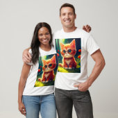 Schattig Rode Kitten Met Bril-365478 T-shirt (Unisex)