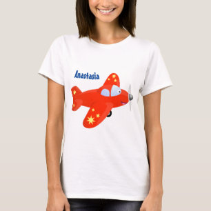 Schattig rode vliegtuig vliegende cartoon illustra t-shirt