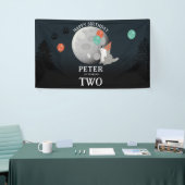 Schattig Roedel Wolven Bos Maan Huilende Verjaarda Spandoek (Beurs)