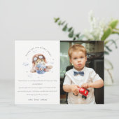 Schattig Roest Navy Vliegtuig Teddy Kids Foto Verj Bedankkaart (Staand voorkant)