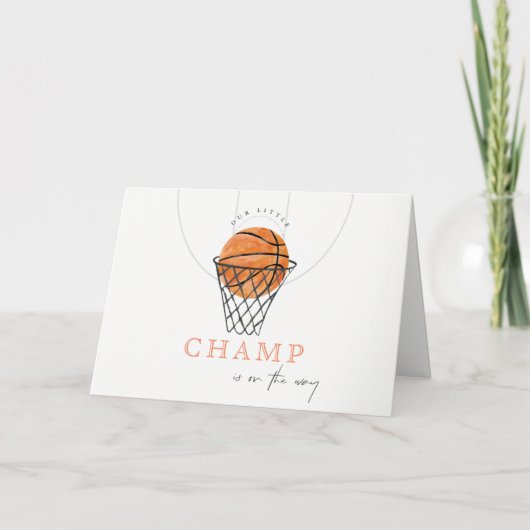 Schattig roest Onze kleine kampioen basketbal baby Bedankkaart (Voorkant)