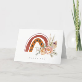 Schattig roest oranje boho bloem regenboog kruis d bedankkaart
