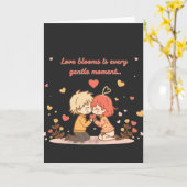 Schattig Romantisch Anime Koppel - Liefdesmoment Kaart (Gele Bloem)