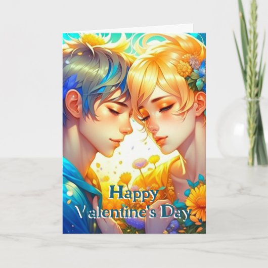 Schattig romantisch anime-koppel Valentijnsdag Kaart (Voorkant)