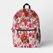 Schattig romantisch rood & roze aquarel liefdespat bedrukte rugzak (Voorkant)