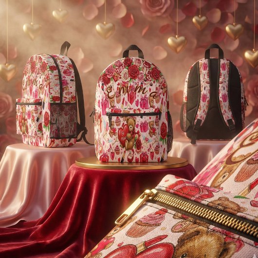 Schattig romantisch rood & roze aquarel liefdespat bedrukte rugzak