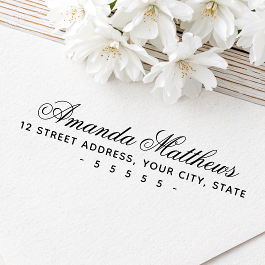 Schattig romantisch script retouradres zelfinktende stempel