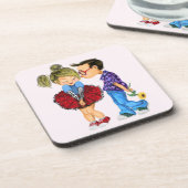 Schattig romantisch stel - Liefde - Kus Bier Onderzetter (Linkerzijde)