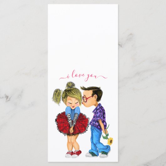 Schattig romantisch stel - Liefde - Kus - Ik hou v Menu (Achterkant)