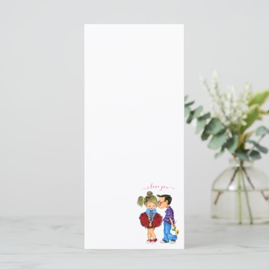 Schattig Romantisch Stel Liefde - Kus - Ik hou van Menu (Staand voorkant)