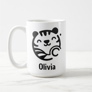 Schattig Rond Minimalistisch Kattengezicht Koffiemok