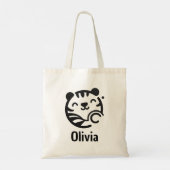 Schattig Rond Minimalistisch Kattengezicht Tote Bag (Achterkant)