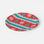 Schattig rood Blauwgroen kerstontwerp met sneeuwvl Papieren Bordje (Gekanteld)