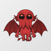 Schattig rood Cthulhu Zee monster Raamsticker (Vel)