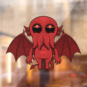 Schattig rood Cthulhu Zee monster Raamsticker (Vel 2)