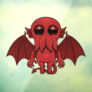 Schattig rood Cthulhu Zee monster Raamsticker