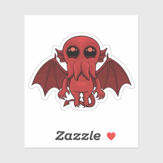 Schattig rood Cthulhu Zee monster Sticker (Vel)