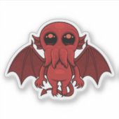 Schattig rood Cthulhu Zee monster Sticker (Voorkant)